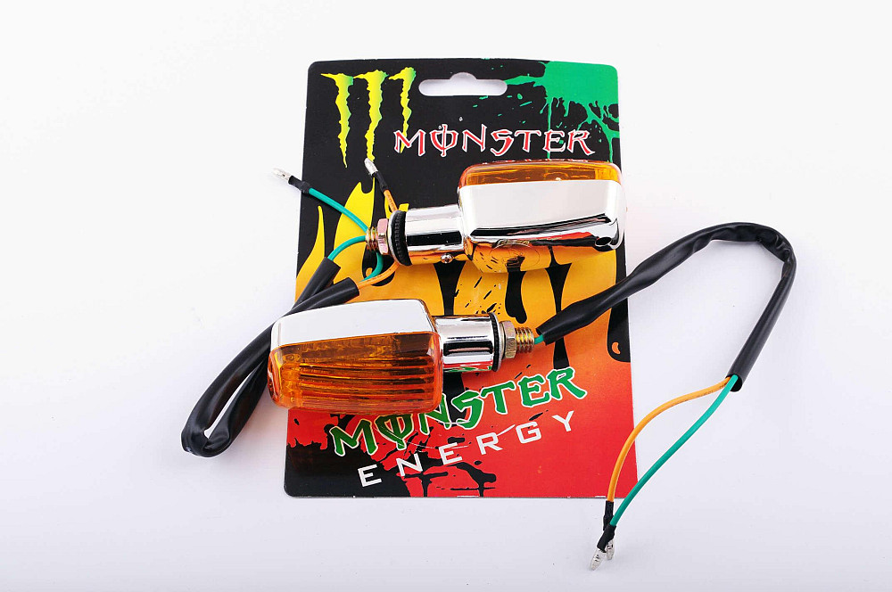 Повороти, міні (пара) прямокутні (хром, жовте скло) XJB Київ - фото 1