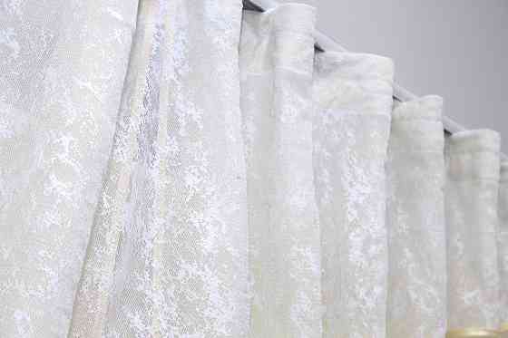 Кухонные шторы (270х170см) с ламбрекеном, на карниз 1-1,5м цвет бежевый с белым 00к 59-806 Киев