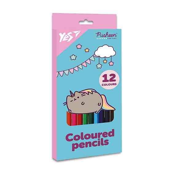 Олівці кольорові 12 кол. "Yes" Pusheen тригранні, 290721, шт Київ