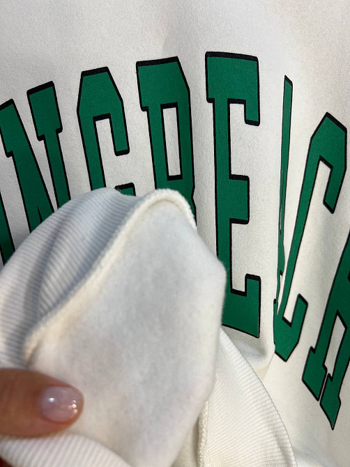 Світшот жіночий Quzen 488 напис попереду long beach фліс утеплений білий, білий, M Київ - фото 9