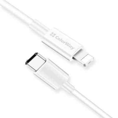 Дата кабель USB-C to Lightning 1.0m 3A white ColorWay (CW-CBPDCL032-WH) Вінниця