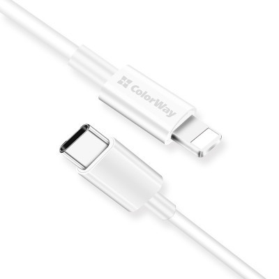 Дата кабель USB-C to Lightning 1.0m 3A white ColorWay (CW-CBPDCL032-WH) Вінниця - фото 3