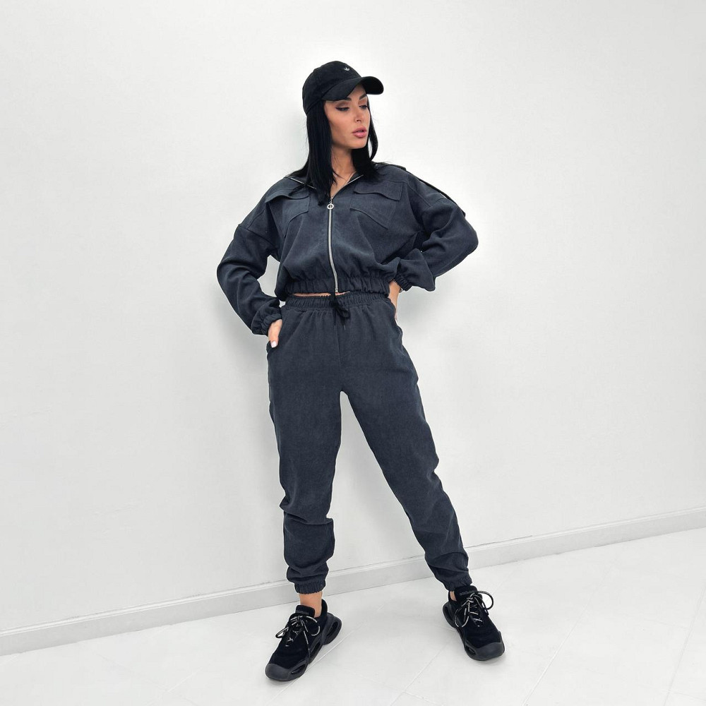 Вельветовий костюм-двійка "Demien" оптом | Батал | Розпродаж моделі Київ - фото 4