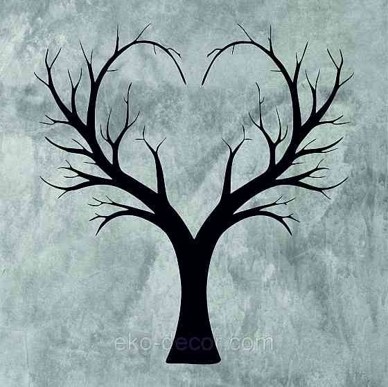 Декоративное настенное 3D Панно «Дерево Сердце» Декор на стену с объемом 90*84 см, Черный Киев