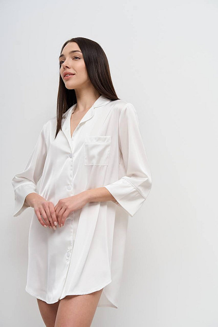 Жіноча нічна сорочка подовжена шовкова Айворі XL Харків - фото 6