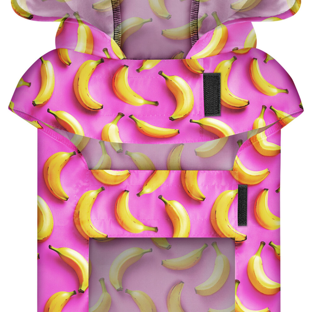 Дощовик-накидка з капюшоном для собак WAUDOG Clothes, малюнок "Банани на рожевому", M, А 40-43 см, B 52-62 см, С 33-42 см Київ - фото 4