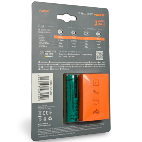 Ліхтарик LED портативний 600Lm 5000К VLF-A352 Videx Житомир - фото 2