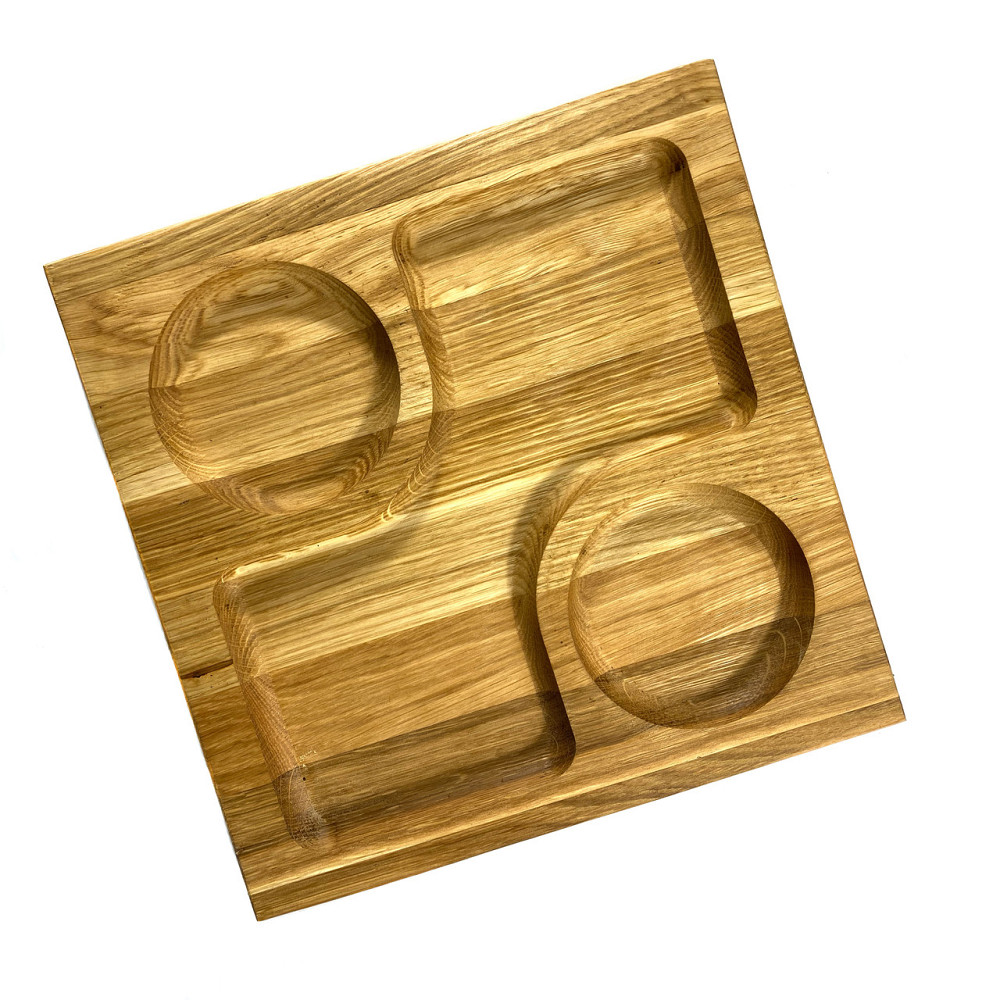 Деревянная тарелка прямоугольная из натурального дерева, закусочная тарелка 25х25х2,5 см Каменец-Подольский - изображение 1