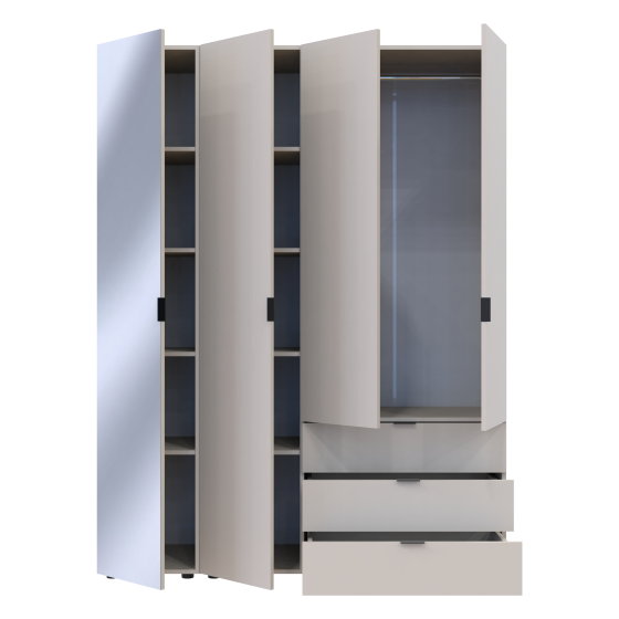 Комплект шаф для одягу Doros Гелар (2 шт.) 155х49,5х203,4 см Дзеркало/Кашемір (DRS-011259) Львів