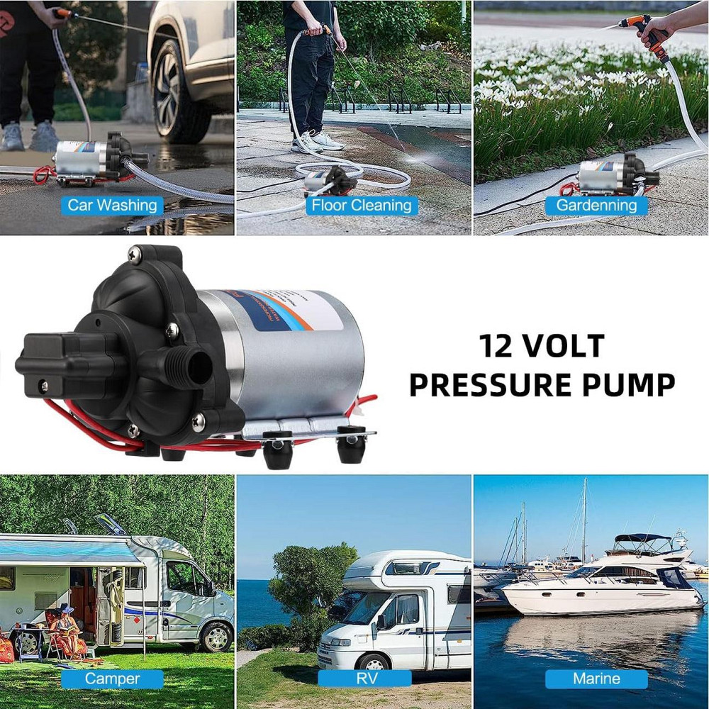 Насос водяной самоподводный мембранный, помпа с фильтром и переключателем давления для автодома сада авто Киев - изображение 7