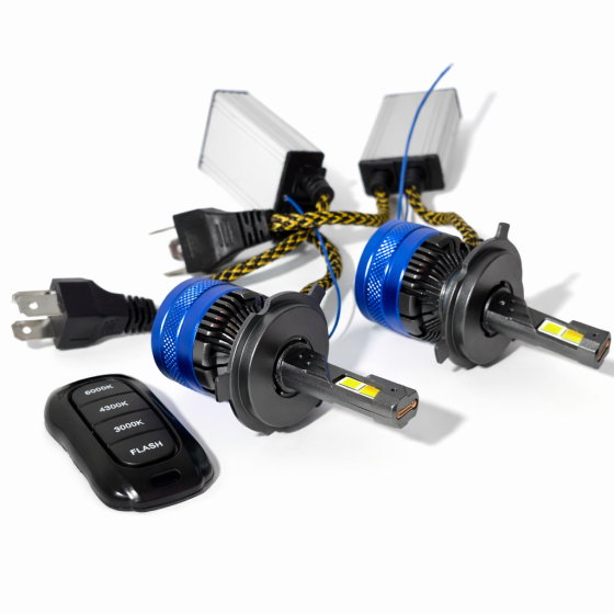 Комплект світлодіодних ламп StarLight Color H4 (P43t) + стробоскоп з пультом керування 3000K/4300K/6000K 12/24V Харків