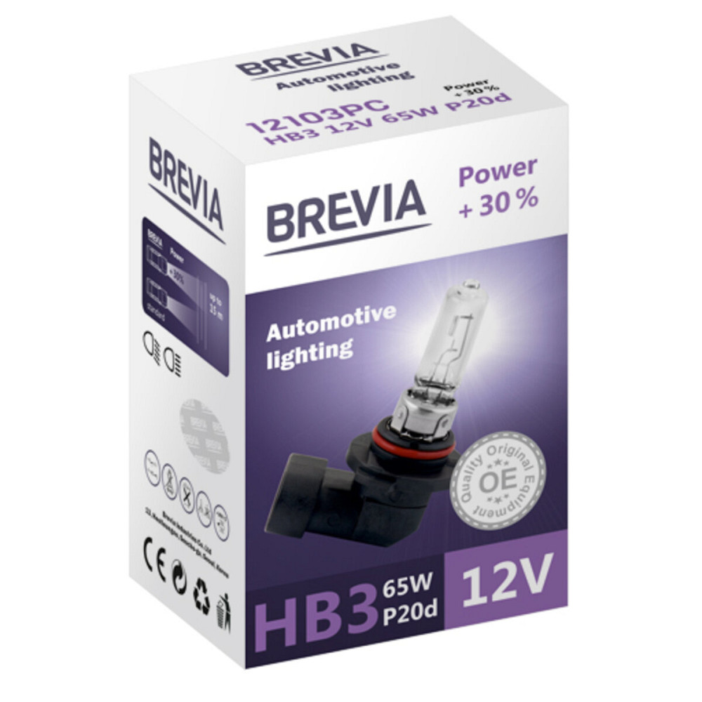 Галогенова лампа Brevia HB3 12V 65W P20d Power +30% CP Киев - изображение 1