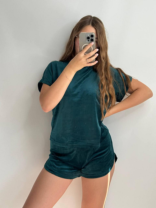 Пижама женская из плюшевого велюра Изумрудный 2XL Харьков - изображение 4