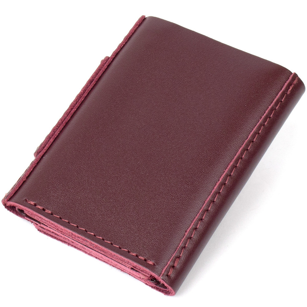 Глянцевое кожаное портмоне GRANDE PELLE 11456 Бордовый Киев - изображение 2