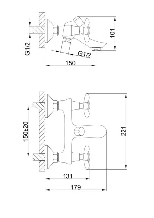 Змішувач для ванни з душовим гарнітуром Frap H731 F32731-B хром Київ