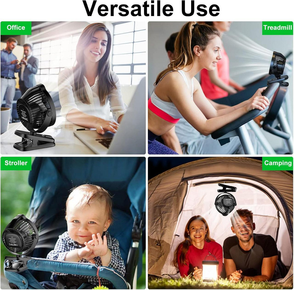 Прищіпковий вентилятор Minthouz MT-L018F Чорний 8000mAh USB-C 5 швидкостей 360° регульований тихий портативний настільний Київ - фото 9