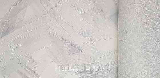 Шпалери вінілові на флізеліні Grandeco Time метрові абстракція структурні мазки білі сірі срібло Київ
