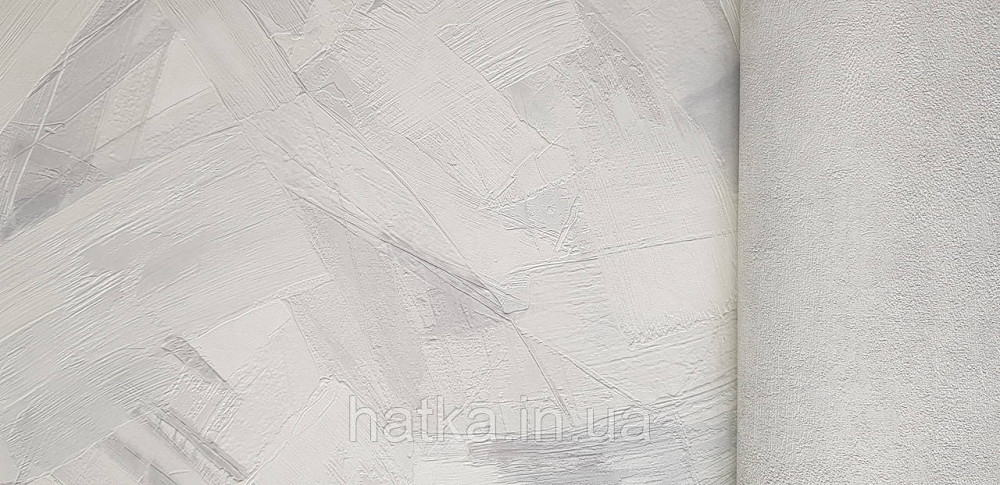 Шпалери вінілові на флізеліні Grandeco Time метрові абстракція структурні мазки білі сірі срібло Київ - фото 4