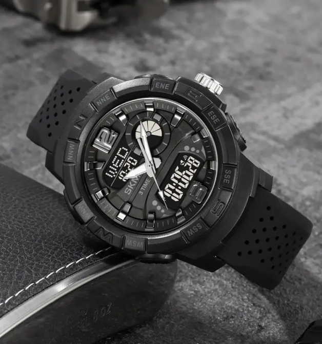 Часы мужские наручные спортивные Skmei 2163 с двойным дисплеем и подсветкой (Черный) Винница - изображение 4