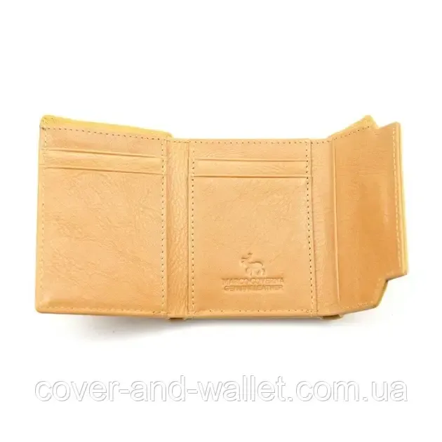 Компактний шкіряний жіночий гаманець жовтого кольору на магнітах Marco Coverna Київ - фото 6