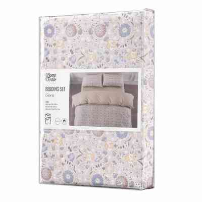 Постельное белье Ardesto Gloria сатин полевые цветы, бежевый полуторный евро 160х220 (ART1622WB) Винница