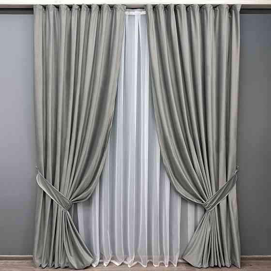 Комплект готовых штор VR-Textil Бархат № 1765ш Светло-серый 150х270 см 2 шт (33-0954) Киев