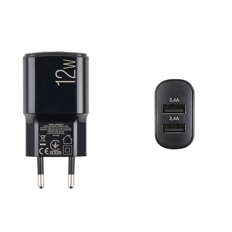 Сетевое зарядное устройство Brevia ePower 12W 2xUSB-A + кабель USB-A to USB-C 1м черный Львов - изображение 4