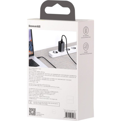Зарядний пристрій Baseus 2xUSB 65W GaN (USB-C+USB-A) black (CCGAN2L-B01) Вінниця - фото 6