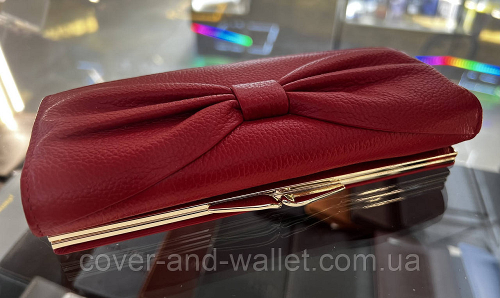 Класичний жіночий гаманець з натуральної шкіри червоного кольору з бантом Salfeite Київ - фото 9