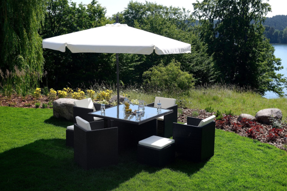 Садовый раскладной зонтик Funfit Garden (диаметр - 3 метра) с боковой стойкой, Белый Киев