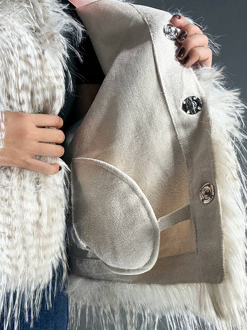 Шуба жіноча Fancy Matinee 111 штучне хутро перо коротка бежева, бежевий, L Київ - фото 2