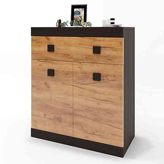 Комод с дверями и ящиком Эверест Соната-4 80х38х94 венге темный + дуб крафт золотой (DTM-2066) Днепр