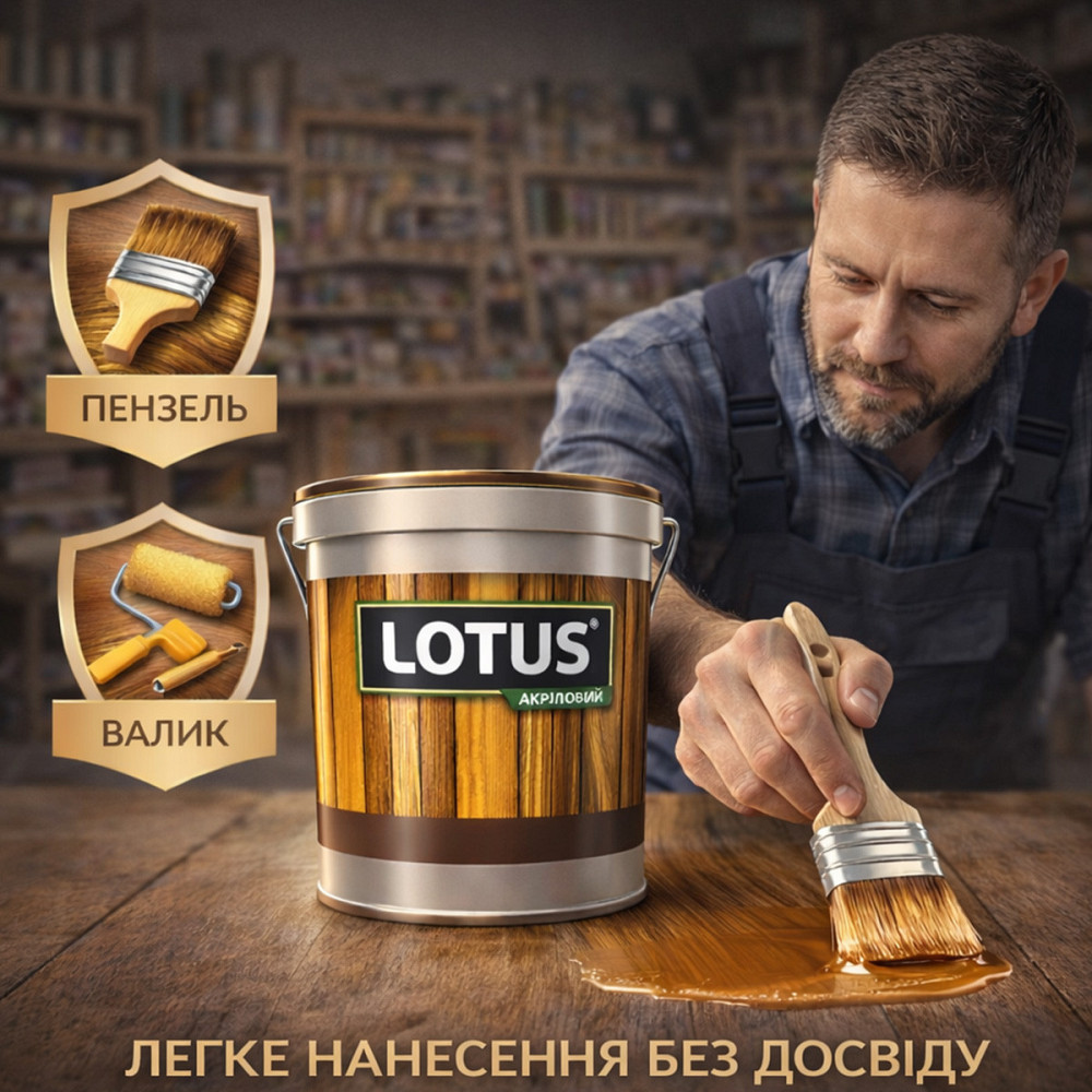 Лак для дерева цветной LOTUS Белый, глянцевый, износостойкий, для мебели и пола, без запаха, 5 л Харьков - изображение 4