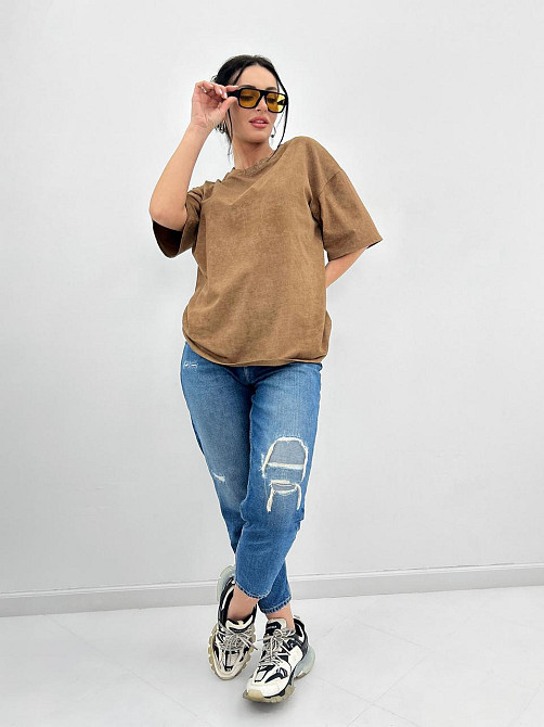 Базова футболка тай-дай "Simple" (Турція) оптом | Норма і батал Капучіно, 46-48 Київ - фото 3