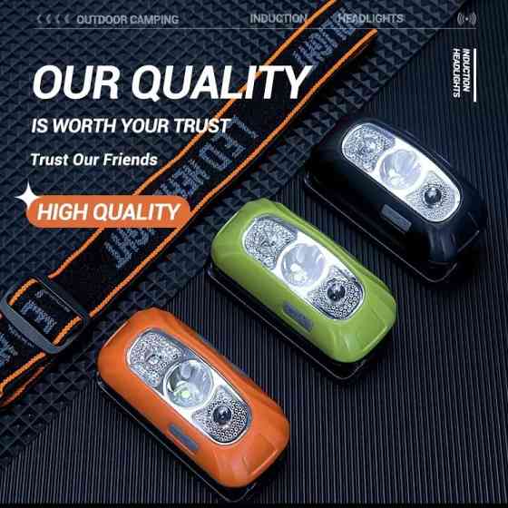 Налобный фонарик на аккумуляторе с зарядкой USB, оранжевый, фонарь для рыбалки,фонарик на голову, 4 режима Киев