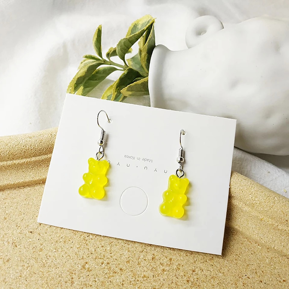 Детские сережки мишки желтые - размер 1,6*1см, смола Киев - изображение 3