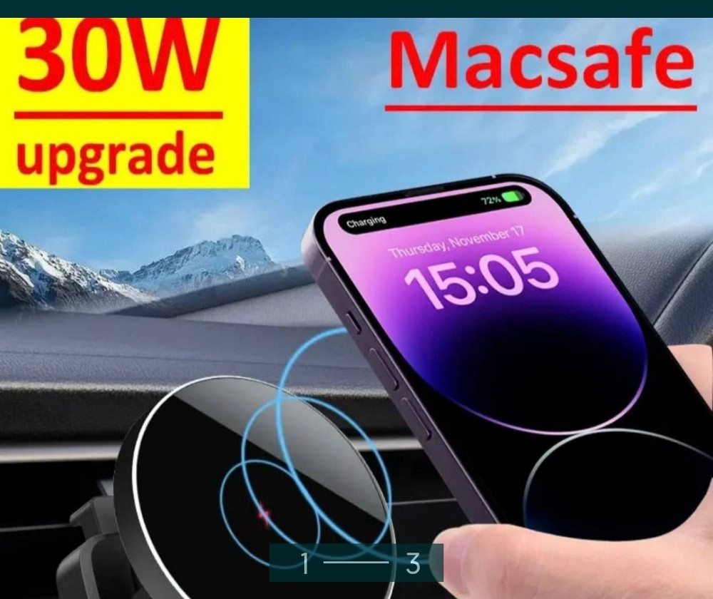 Авто Держатель с безпроводной Зарядкой: Magnetic Wireless 30W Киев - изображение 1