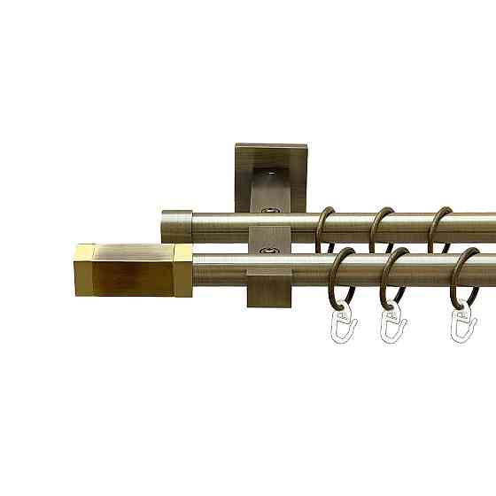 Карниз Orvit Квадро металевий дворядний техно гладка труба кільце металеве Антик 19\19 мм 300 см (00-00026909) Львів