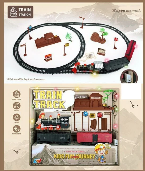 Залізниця Train Track локомотив і два вагони гірлянда аксесуари (1698-5) Чернігів - фото 1