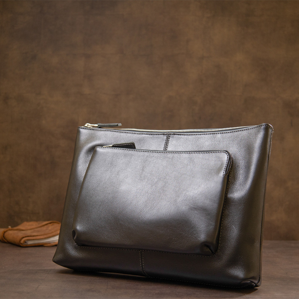 Кожаная мужская сумка для ноутбука GRANDE PELLE 11437 Черный Киев - изображение 8