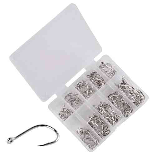 Набір рибальських гачків 100шт, 11-20мм, з кільцем, сріблясті Вінниця