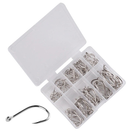 Набір рибальських гачків 100шт, 11-20мм, з кільцем, сріблясті Вінниця - фото 1
