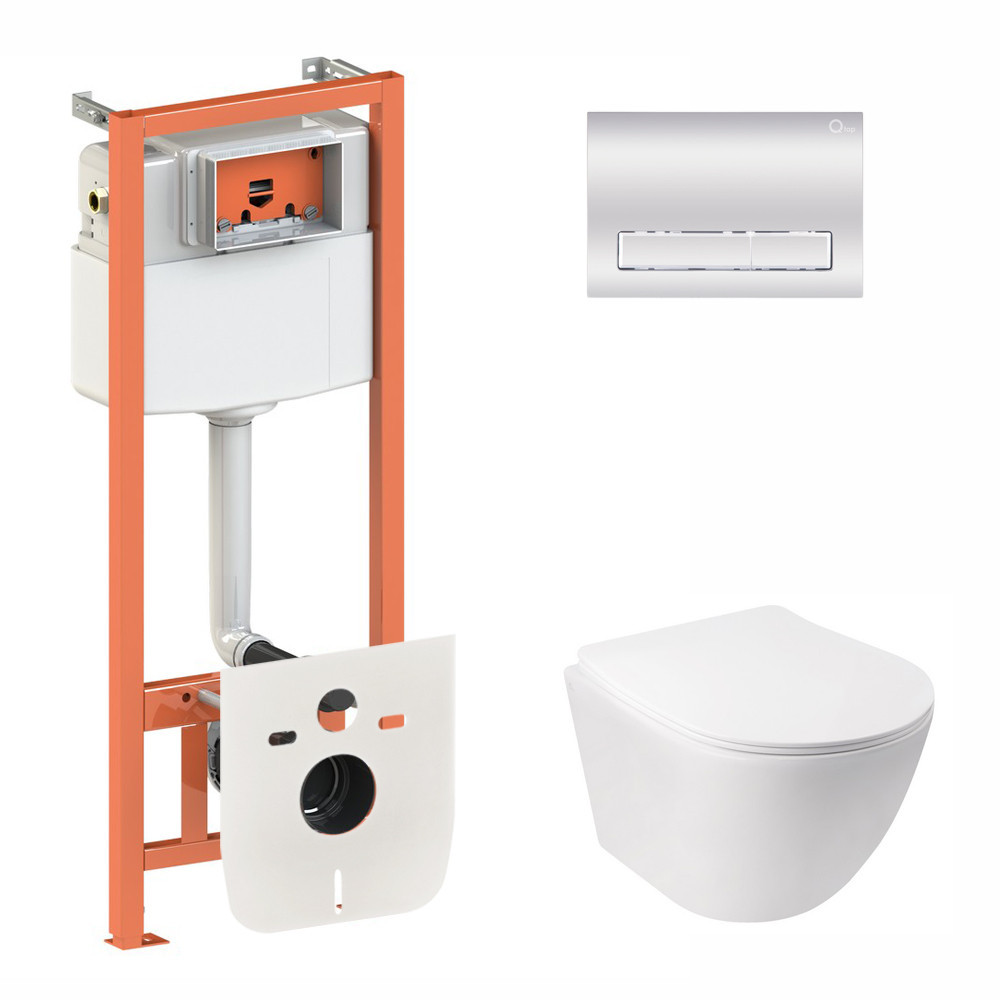 Готове рішення Qtap для ванної кімнати: підвісний унітаз Jay Rimless 520х360х320 + комплект інсталяції Nest 4 в 1 (лінійна Київ - фото 1