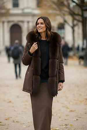 Парка жіноча з хутром песца Шоколадний р 44 Харків