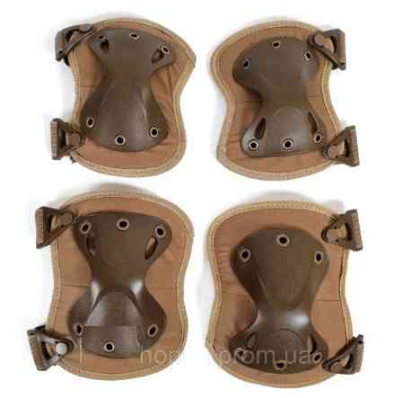 Тактичний комплект Наколінники + налокотники з міцного пластику FH 77 (Коричневий) Вінниця