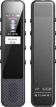 Диктофон цифровой V9 64GB - голосовая активация 1536 Кбит/с перезаряжаемое устройство с USB для лекц Днепр