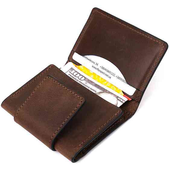 Чоловіча шкіряна візитниця GRANDE PELLE 11362 Коричневий Київ