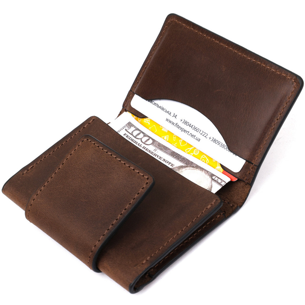 Мужская кожаная визитница GRANDE PELLE 11362 Коричневый Киев - изображение 5