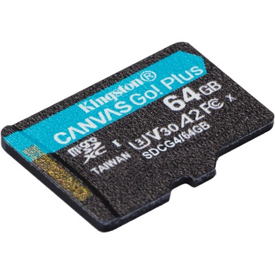 Карта памяти Kingston 64GB microSDXC сlass 10 UHS-I U3 V30 A2 Canvas Go Plus G4 (SDCG4/64GBSP) Винница - изображение 2