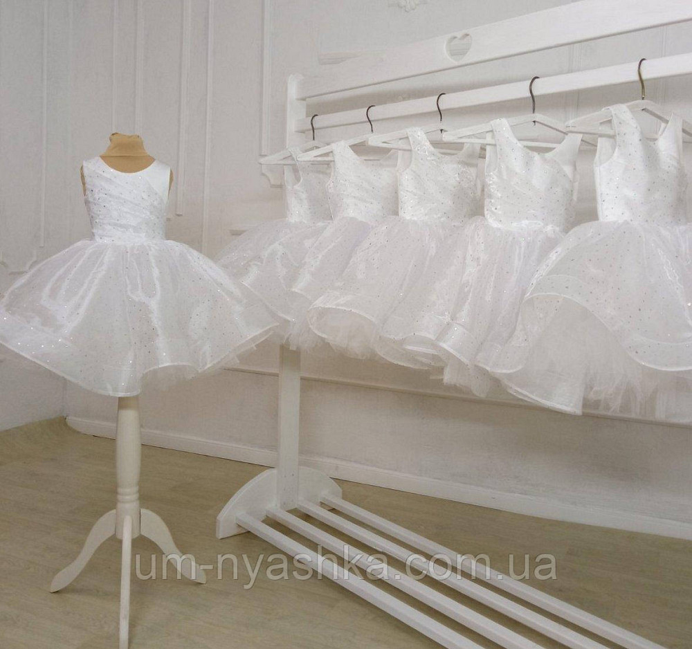 Сукня Сніжинка Біле ошатне плаття для дівчинки Еліс з блискітками Біле 86-110 Кривий Ріг - фото 2